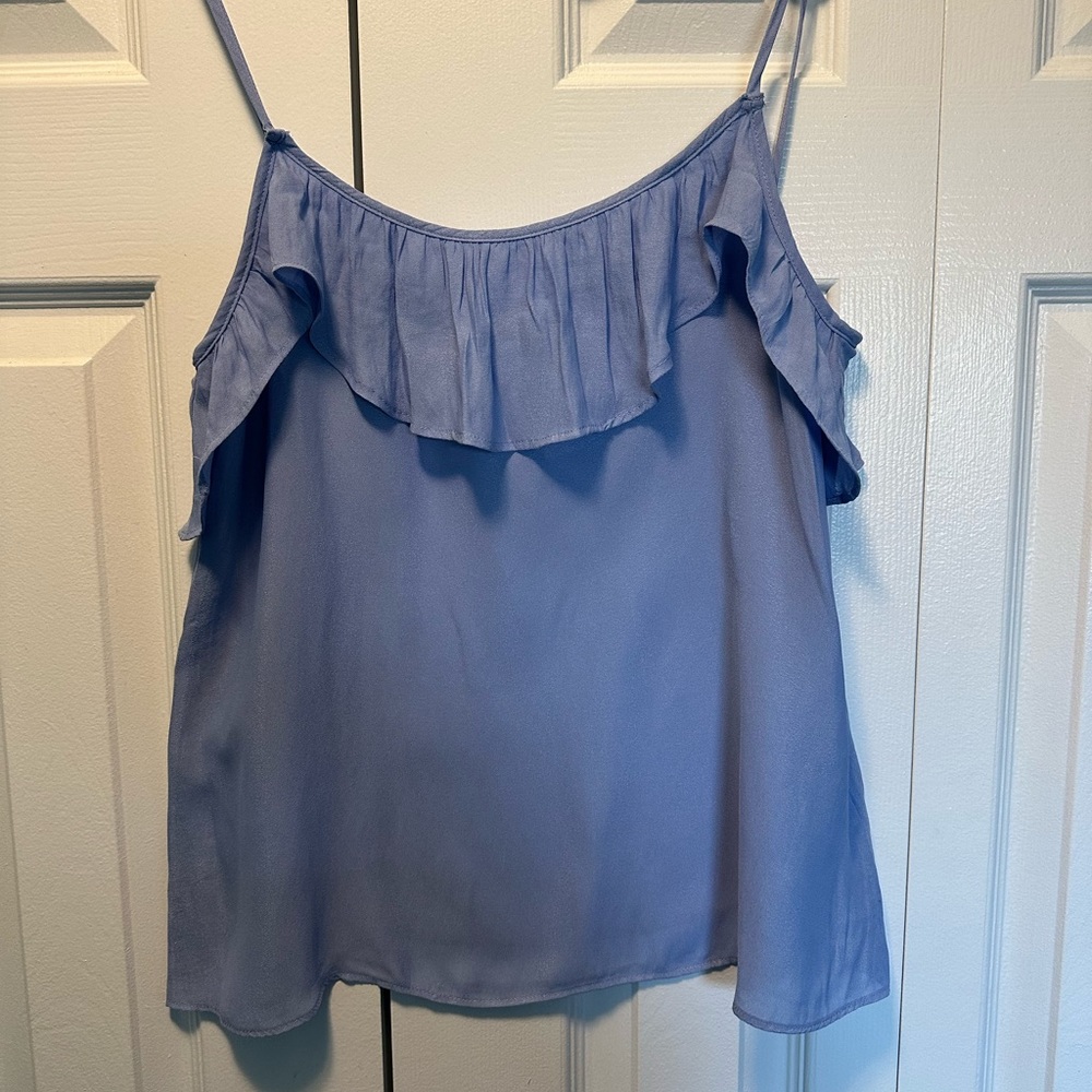 Dainty Baby Blue Tank with Ruffle Detail